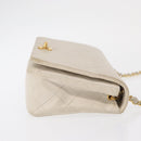 CHANEL Matelasse Turn Lock Chain Bag Lamb Skin White Gold CC Auth am10500-3