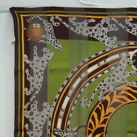 CARTIER Jaguar Scarf Silk Green Auth am10501V - 0