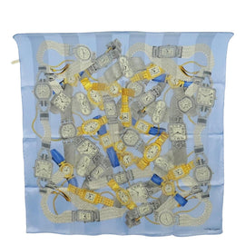 CARTIER Scarf Silk Blue Auth am10502V