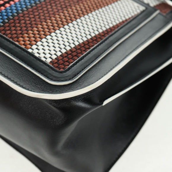 TOD’S Double T Hand Bag Leather 2way Silver Black FP2833 Auth am10504V