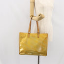 LOUIS VUITTON Monogram Vernis Columbus Tote Bag Lime Yellow M91047 Auth am10510-23