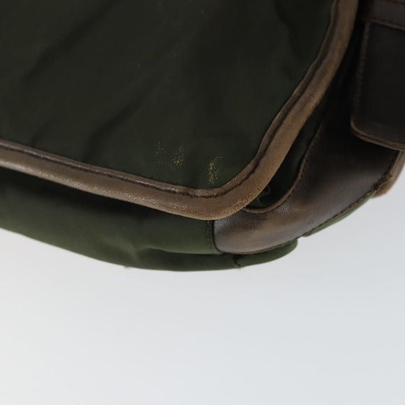 PRADA Shoulder Bag Nylon Khaki Silver Auth am10515