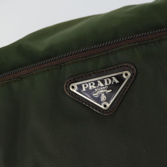 PRADA Shoulder Bag Nylon Khaki Silver Auth am10515