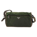 PRADA Shoulder Bag Nylon Khaki Silver Auth am10515-2