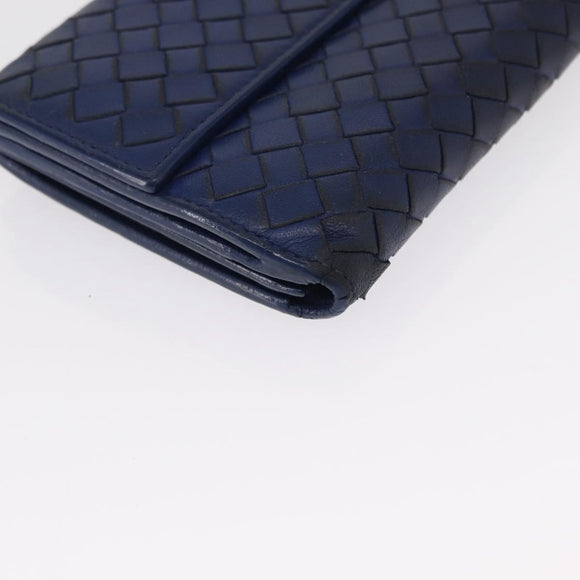 BOTTEGA VENETA INTRECCIATO Long Wallet Leather Blue Auth am10518