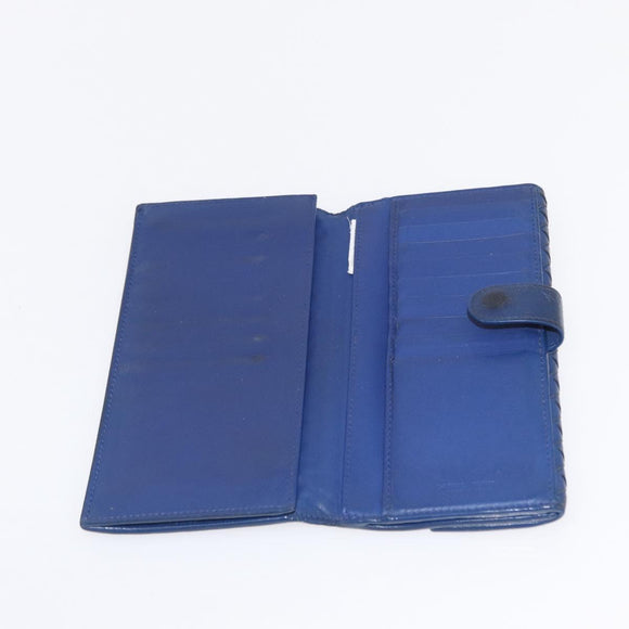 BOTTEGA VENETA INTRECCIATO Long Wallet Leather Blue Auth am10518