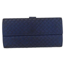 BOTTEGA VENETA INTRECCIATO Long Wallet Leather Blue Auth am10518-2