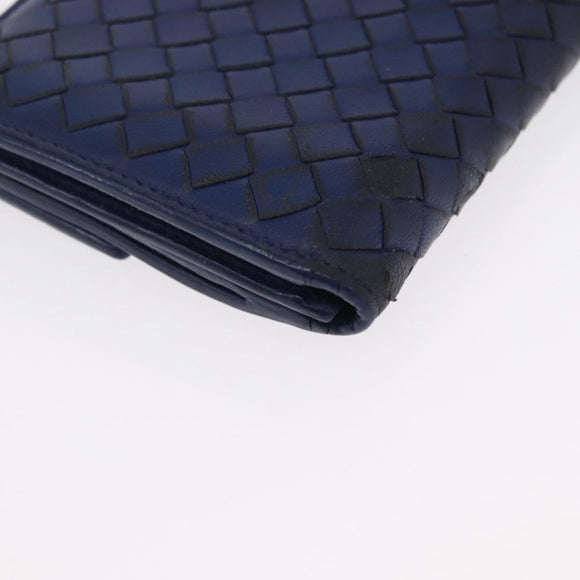 BOTTEGA VENETA INTRECCIATO Long Wallet Leather Blue Auth am10518