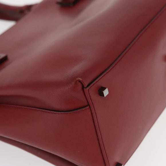 Salvatore Ferragamo Gancini Wanda Hand Bag Leather Red Silver Auth am10521