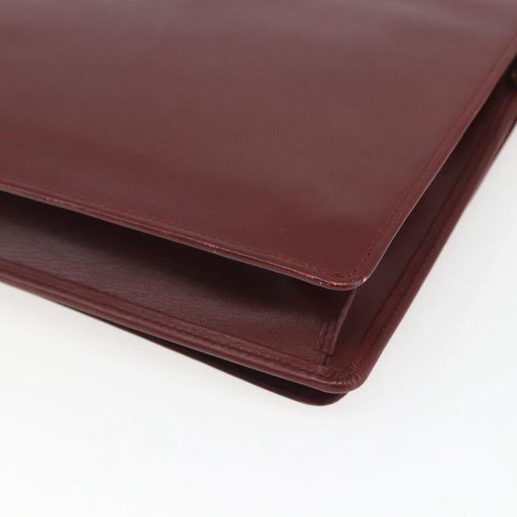 CARTIER Must Line Shoulder Bag Leather Bordeaux Gold Auth am10523