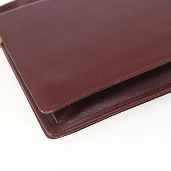 CARTIER Must Line Shoulder Bag Leather Bordeaux Gold Auth am10523