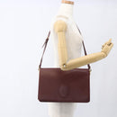 CARTIER Must Line Shoulder Bag Leather Bordeaux Gold Auth am10523-22