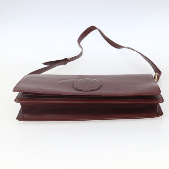 CARTIER Must Line Shoulder Bag Leather Bordeaux Gold Auth am10523
