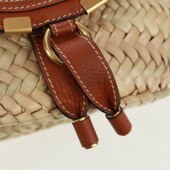 Chloe Mercy Shoulder Bag Raffia Beige Brown Auth am10525V