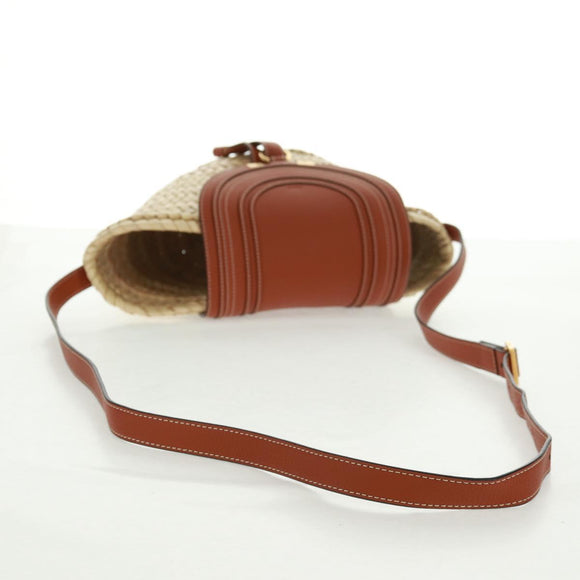 Chloe Mercy Shoulder Bag Raffia Beige Brown Auth am10525V