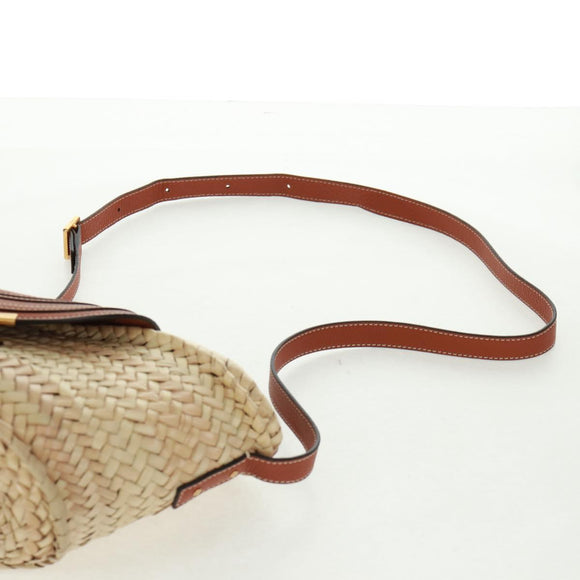 Chloe Mercy Shoulder Bag Raffia Beige Brown Auth am10525V