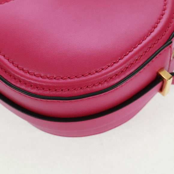 VALENTINO V Logo Walk Schultertasche Leder Rosa Gold Auth am10527V