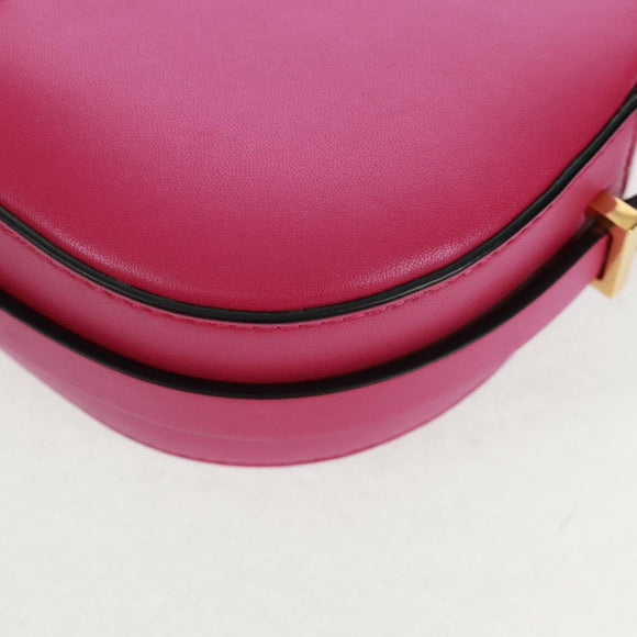 VALENTINO V Logo Walk Schultertasche Leder Rosa Gold Auth am10527V