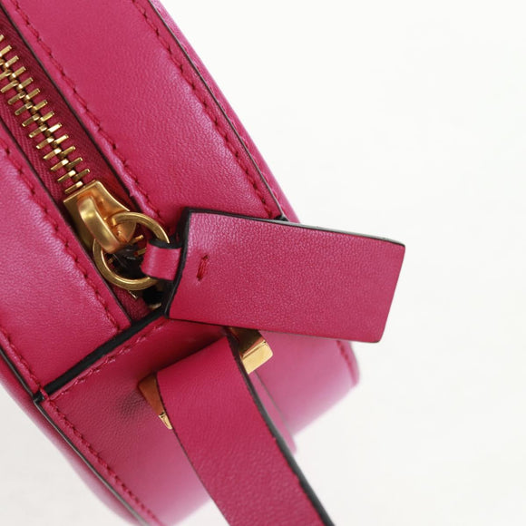 VALENTINO V Logo Walk Shoulder Bag Leather Pink Gold Auth am10527V