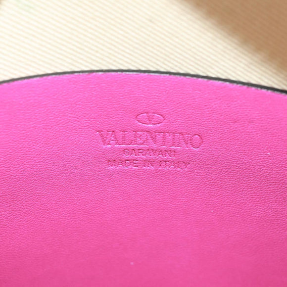 VALENTINO V Logo Walk Schultertasche Leder Rosa Gold Auth am10527V