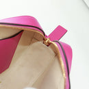 VALENTINO V Logo Walk Shoulder Bag Leather Pink Gold Auth am10527V-19