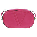 VALENTINO V Logo Walk Schultertasche Leder Rosa Gold Auth am10527V-13