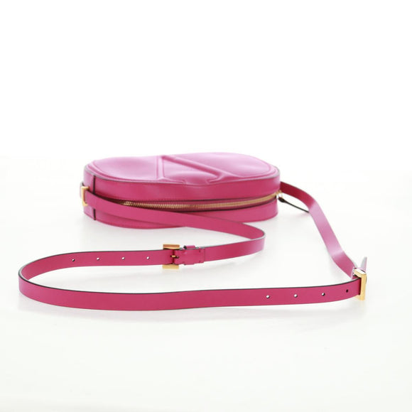 VALENTINO V Logo Walk Schultertasche Leder Rosa Gold Auth am10527V