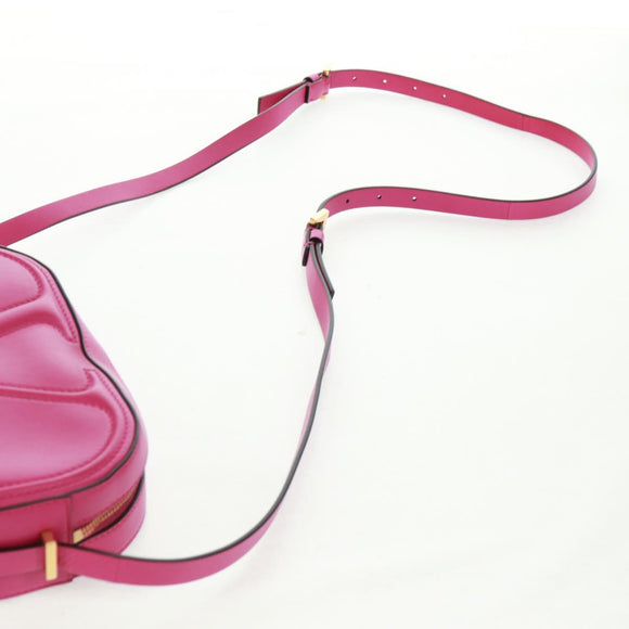 VALENTINO V Logo Walk Schultertasche Leder Rosa Gold Auth am10527V