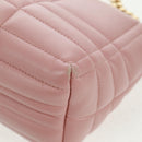 BURBERRY BT Quilted Chain Shoulder Bag Leather Pink Gold Auth am10528V-15