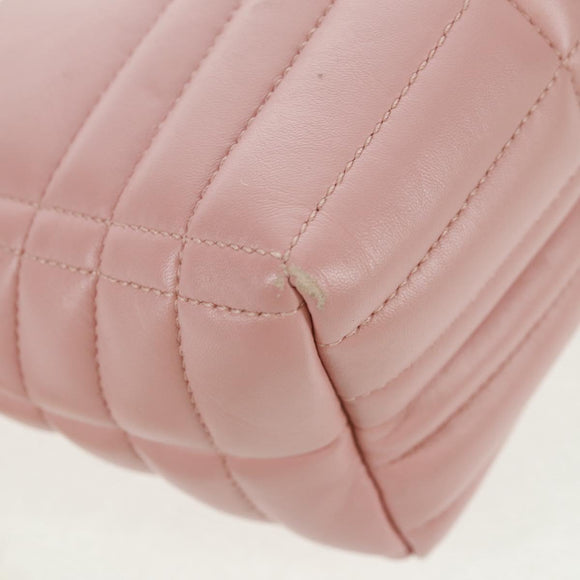 BURBERRY BT Quilted Chain Shoulder Bag Leather Pink Gold Auth am10528V