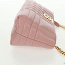 BURBERRY BT Quilted Chain Shoulder Bag Leather Pink Gold Auth am10528V-4