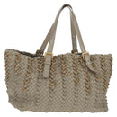 BOTTEGA VENETA INTRECCIATO Tote Bag Leather Gray Gold Auth am10529V-1