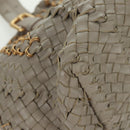 BOTTEGA VENETA INTRECCIATO Tote Bag Leather Gray Gold Auth am10529V-10