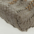 BOTTEGA VENETA INTRECCIATO Tote Bag Leather Gray Gold Auth am10529V-13