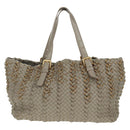 BOTTEGA VENETA INTRECCIATO Tote Bag Leather Gray Gold Auth am10529V-2
