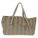 BOTTEGA VENETA INTRECCIATO Tote Bag Leather Gray Gold Auth am10529V-3