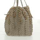 BOTTEGA VENETA INTRECCIATO Tote Bag Leather Gray Gold Auth am10529V-4