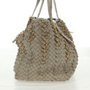 BOTTEGA VENETA INTRECCIATO Tote Bag Leather Gray Gold Auth am10529V-5