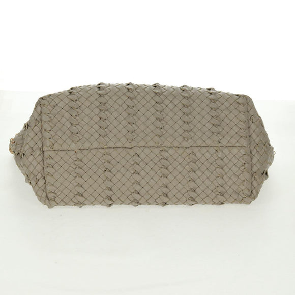 BOTTEGA VENETA INTRECCIATO Tote Bag Leather Gray Gold Auth am10529V