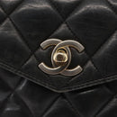 CHANEL Matelasse Waist bag Lamb Skin Black Gold CC Auth am10530-15
