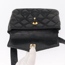 CHANEL Matelasse Waist bag Lamb Skin Black Gold CC Auth am10530-16