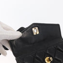 CHANEL Matelasse Waist bag Lamb Skin Black Gold CC Auth am10530-17