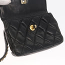 CHANEL Matelasse Waist bag Lamb Skin Black Gold CC Auth am10530-18