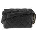 CHANEL Matelasse Waist bag Lamb Skin Black Gold CC Auth am10530-2