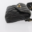CHANEL Matelasse Waist bag Lamb Skin Black Gold CC Auth am10530-3
