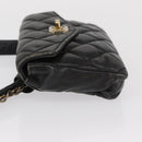 CHANEL Matelasse Waist bag Lamb Skin Black Gold CC Auth am10530-4
