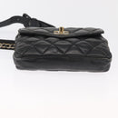 CHANEL Matelasse Waist bag Lamb Skin Black Gold CC Auth am10530-5