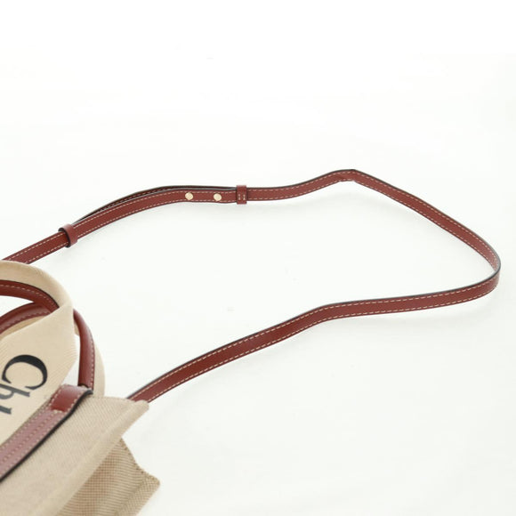 Chloe Woody Hand Bag Canvas 2way Beige Gold Auth am10533V