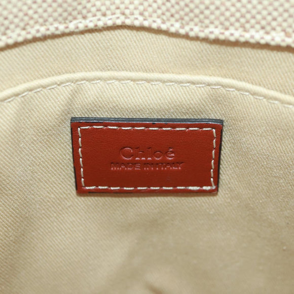 Chloe Woody Hand Bag Canvas 2way Beige Gold Auth am10533V