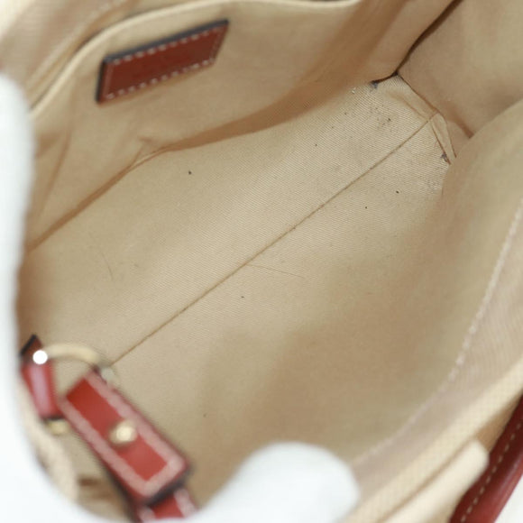 Chloe Woody Hand Bag Canvas 2way Beige Gold Auth am10533V